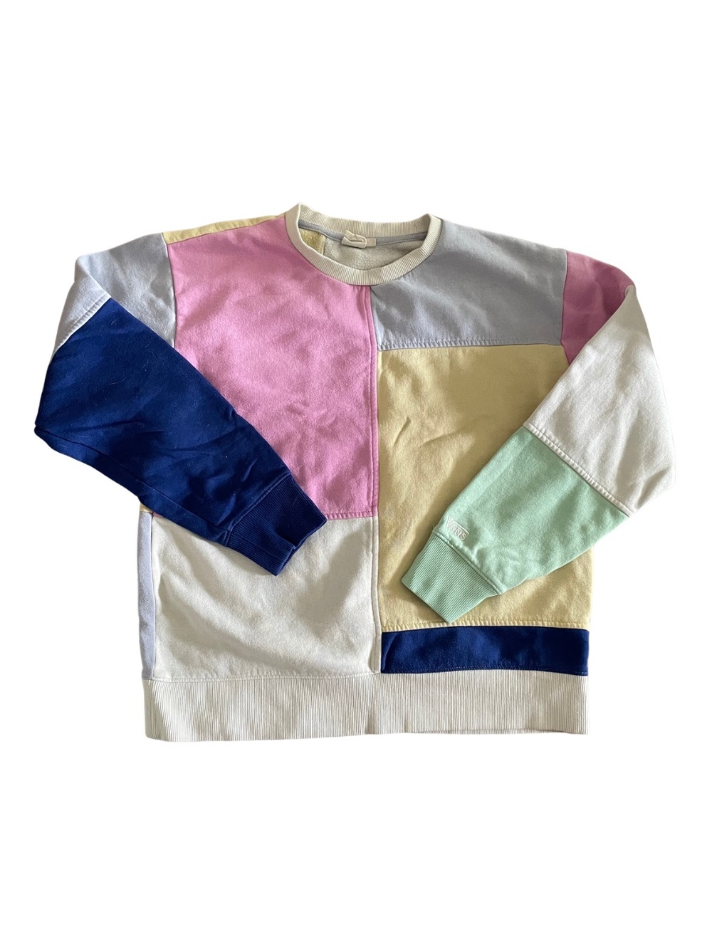 Vintage VANS Pastel Colorblock Crewneck Sweater Multicolour Size Small Skater